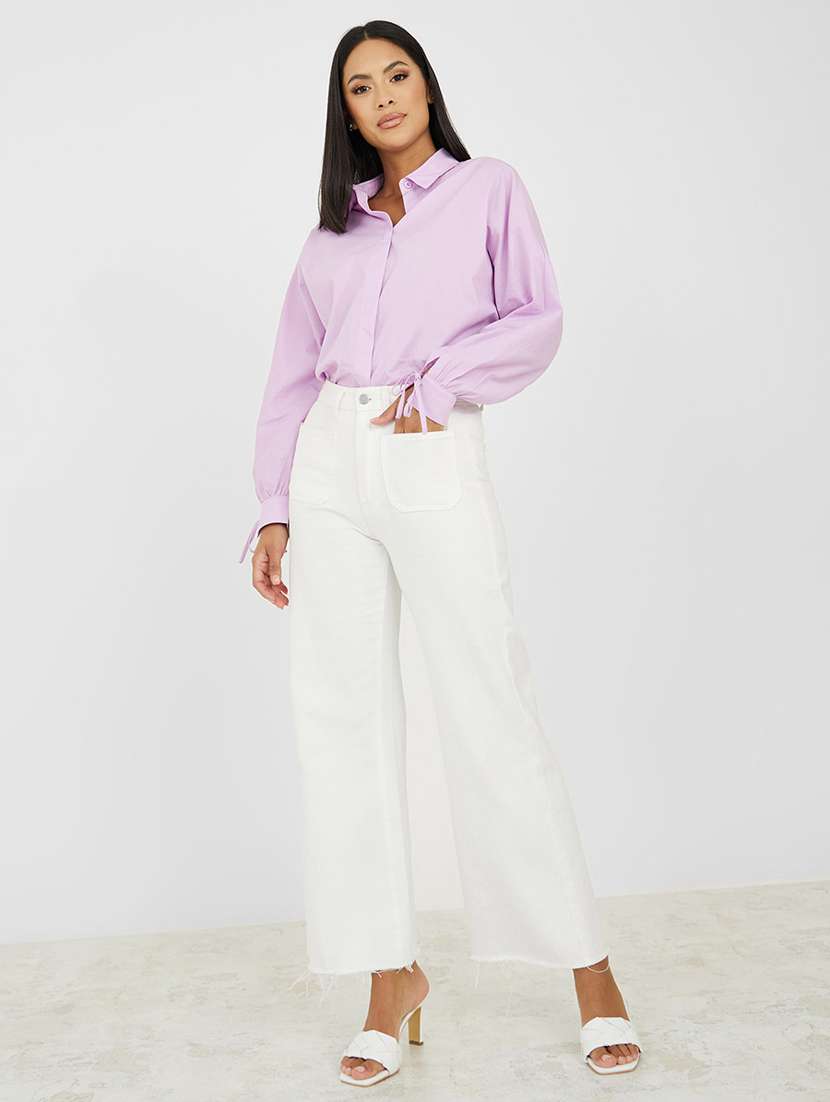 lavender cotton regular shirt - 20533829 -  Standard Image - 3