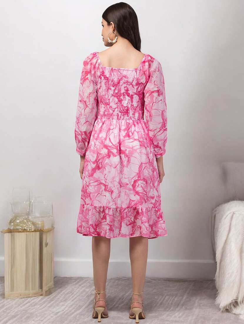 women printed off shoulder a-line dress - 20533934 -  Standard Image - 3