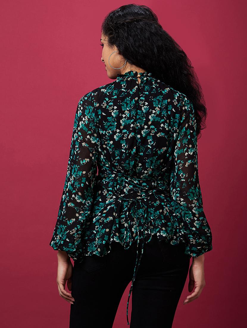 black floral printed regular top - 20534026 - Standard Image - 3