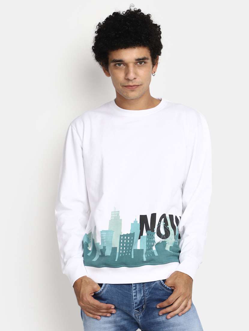 men long sleeves front & back printed sweatshirt 