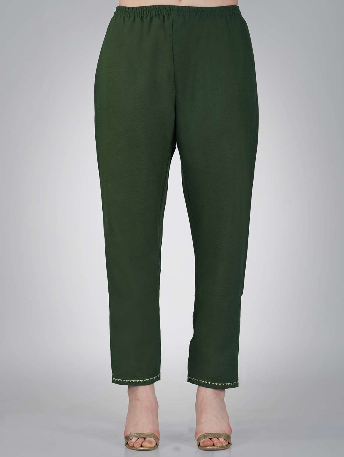 olive cotton blend kurta pant  set - 20534288 -  Standard Image - 3