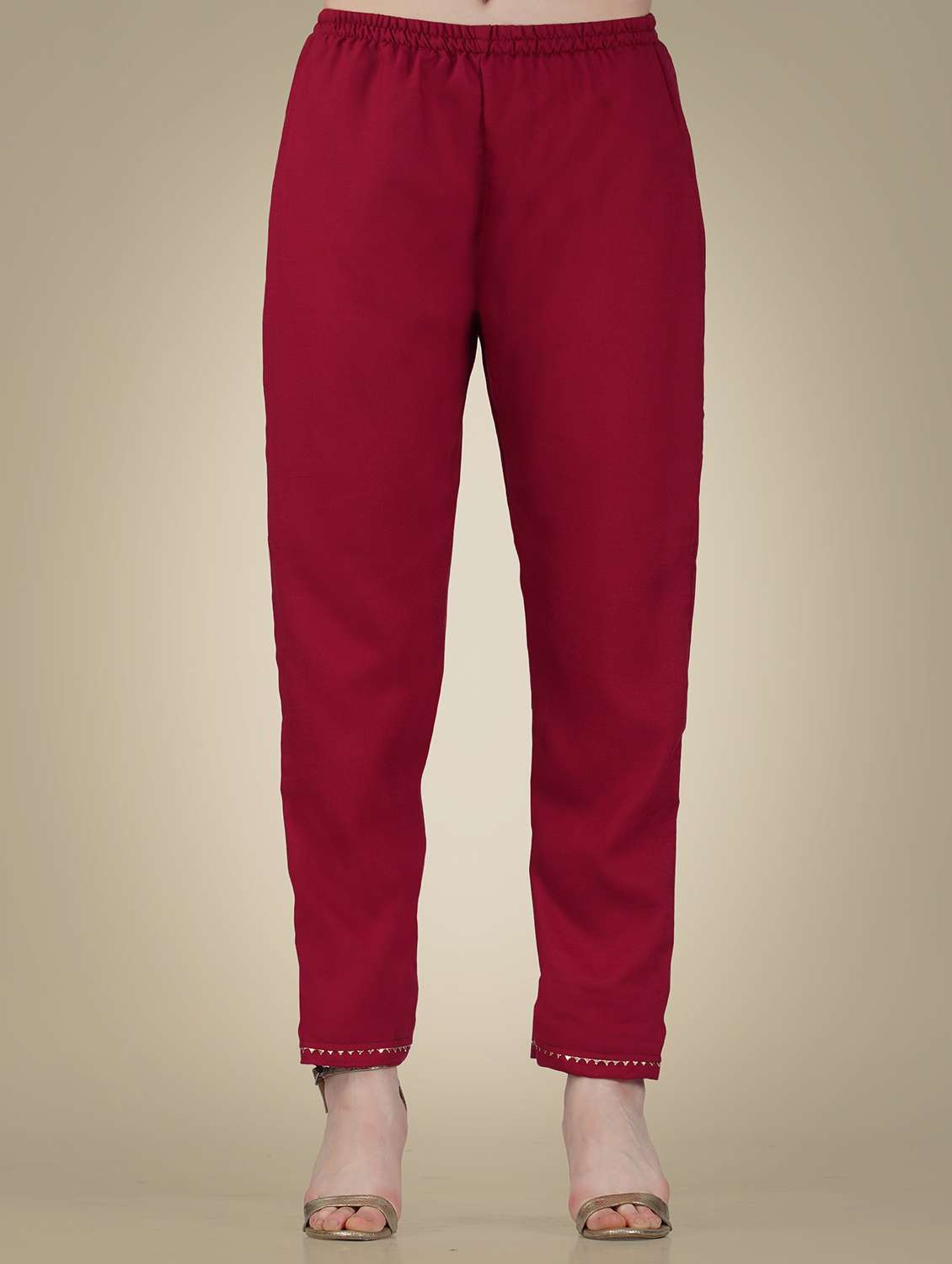 maroon cotton blend kurta pant  set - 20534289 -  Standard Image - 3