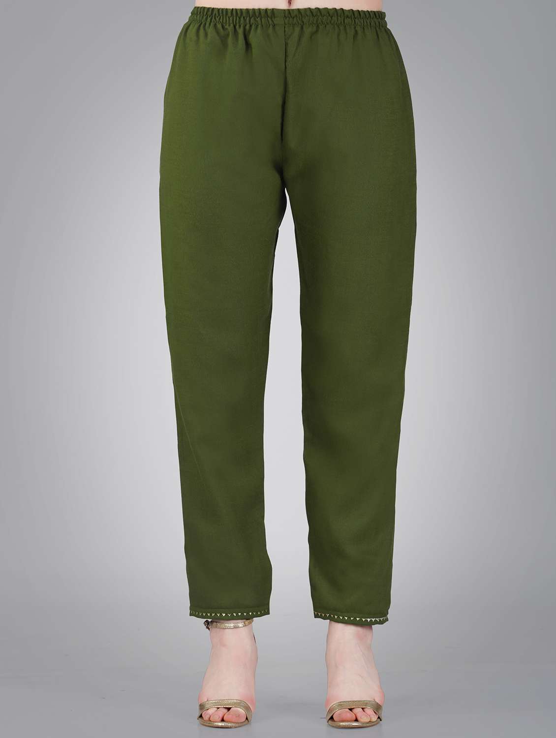 women bottle green round neck kurta pant set  - 20534290 -  Standard Image - 3