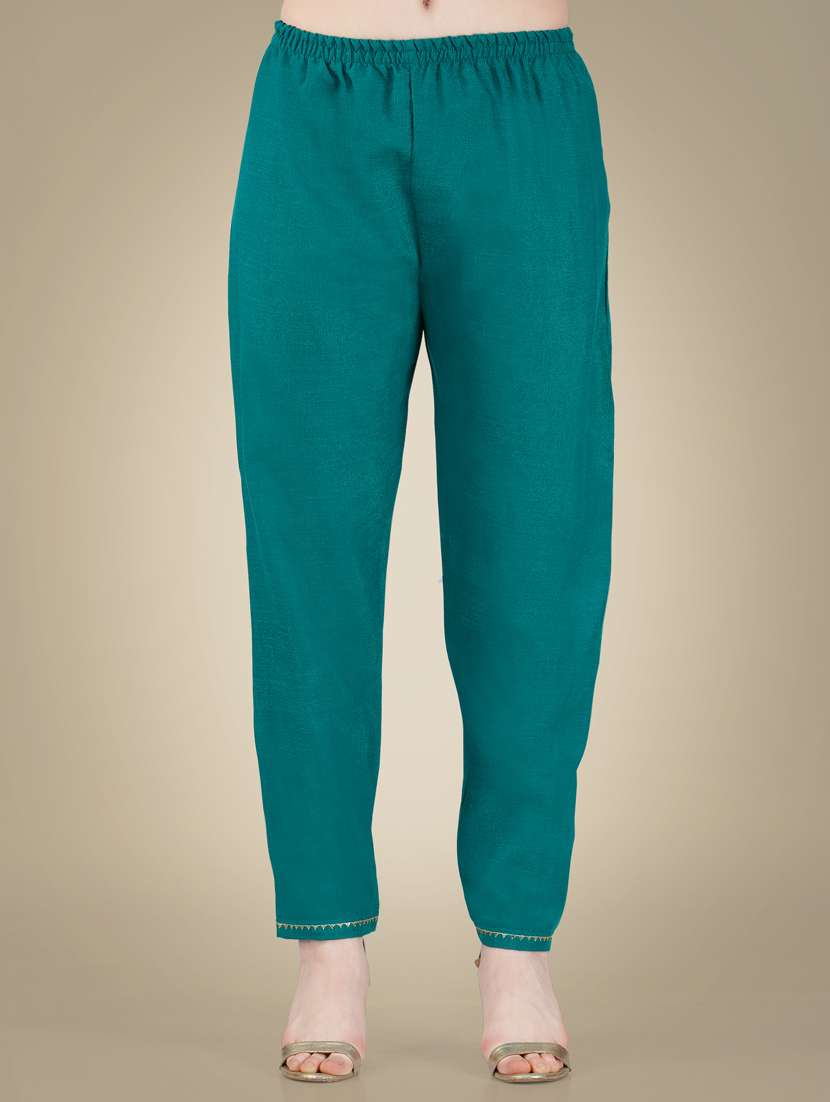 light blue cotton blend kurta pant set - 20534294 - Standard Image - 5