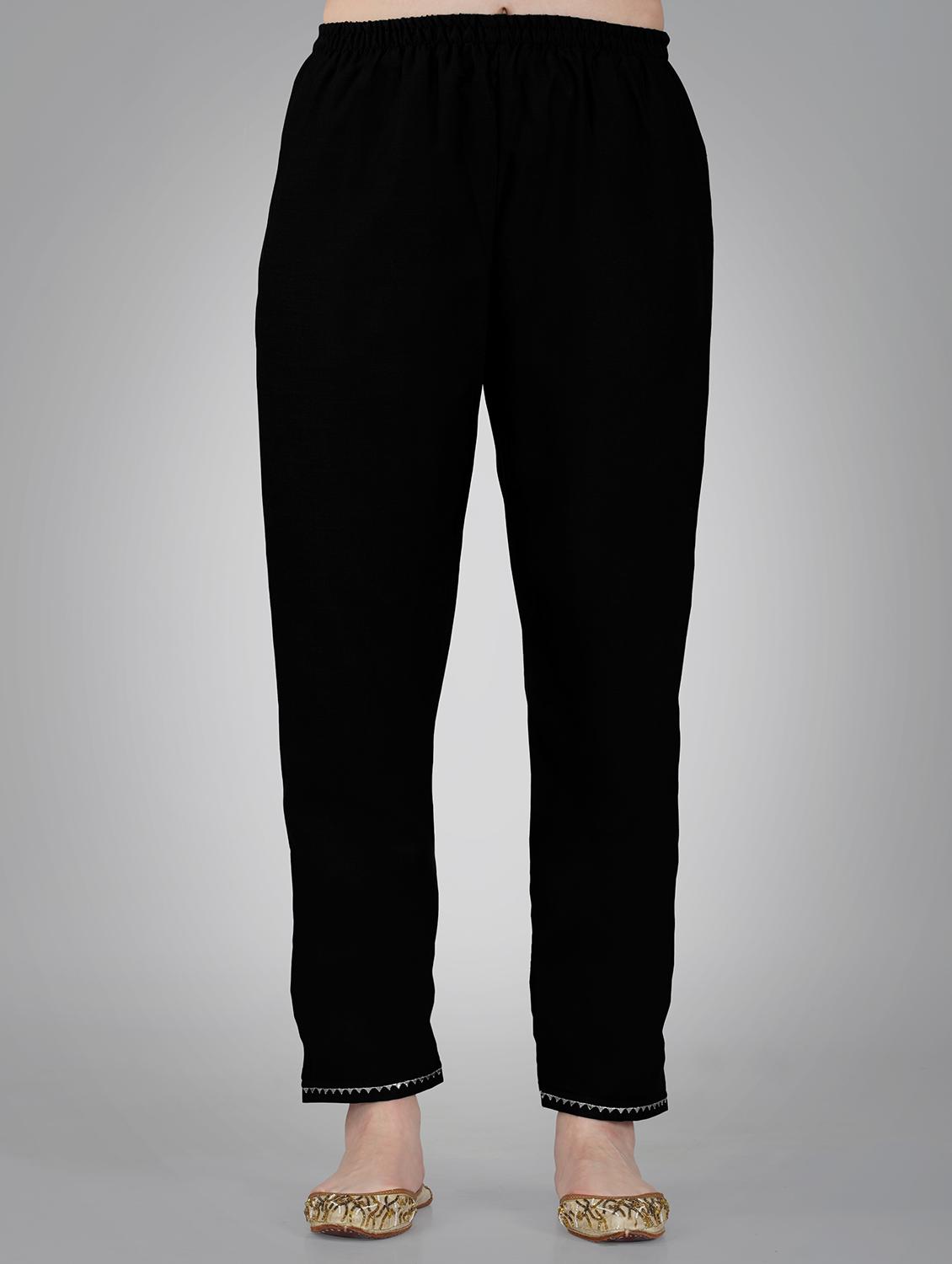 black cotton blend kurta pant set - 20534297 - Standard Image - 3