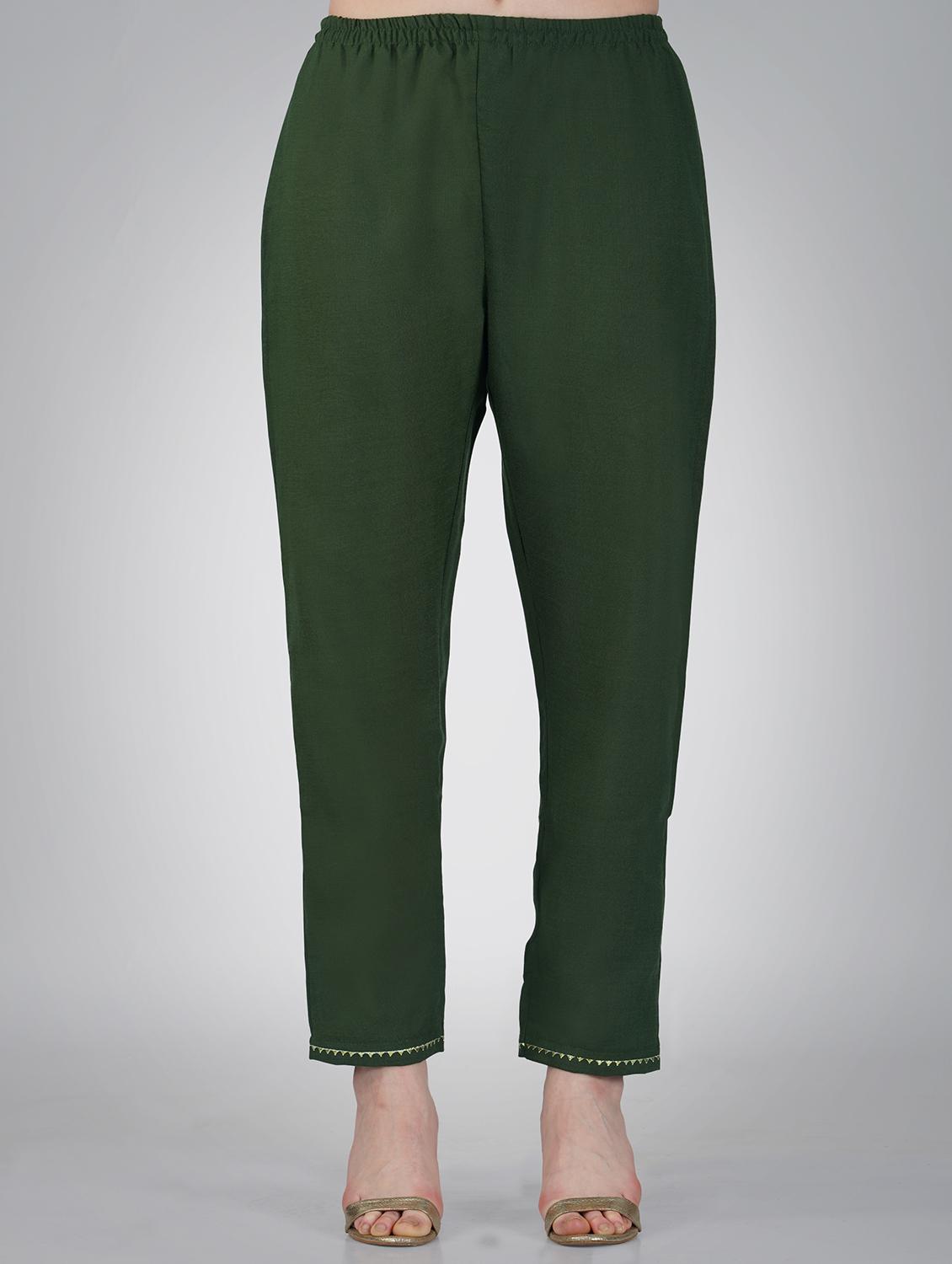 olive cotton blend kurta pant set - 20534298 - Standard Image - 3