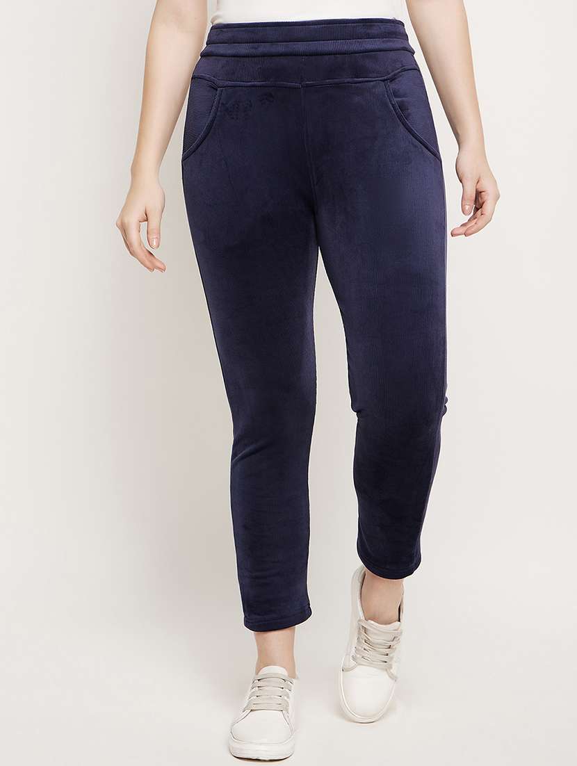 women navy blue solid mid rise jeggings