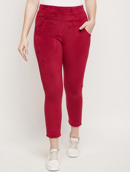 red corduroy treggings trouser - 20534461 - Standard Image - 0