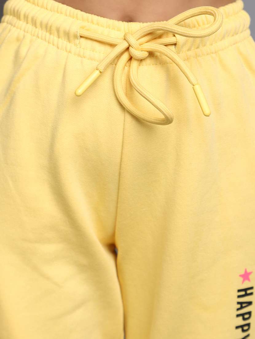 girls yellow front typographic printed hooded top & trouser set - 20534487 -  Standard Image - 5