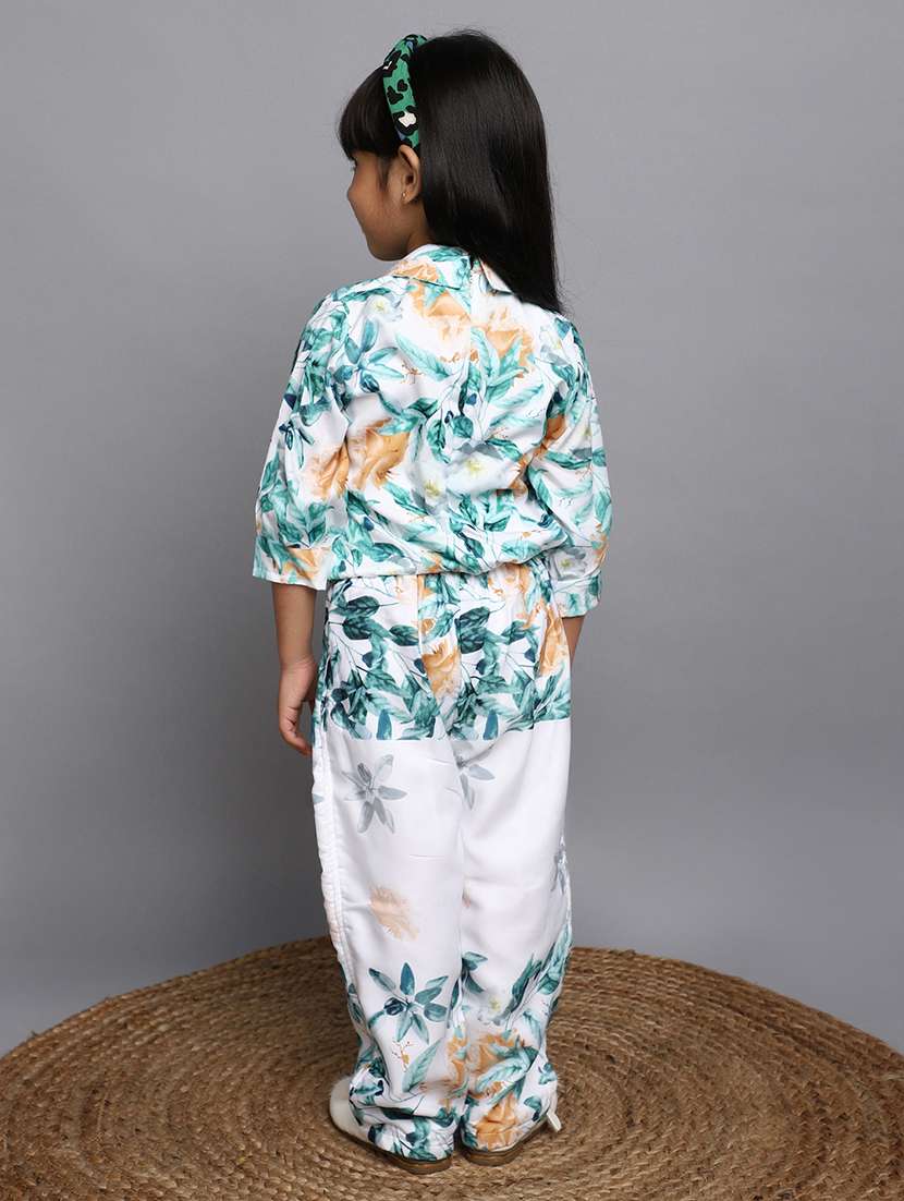girls floral printed front knot top & pant set - 20534626 -  Standard Image - 3