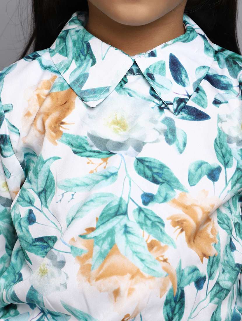 girls floral printed front knot top & pant set - 20534626 -  Standard Image - 5