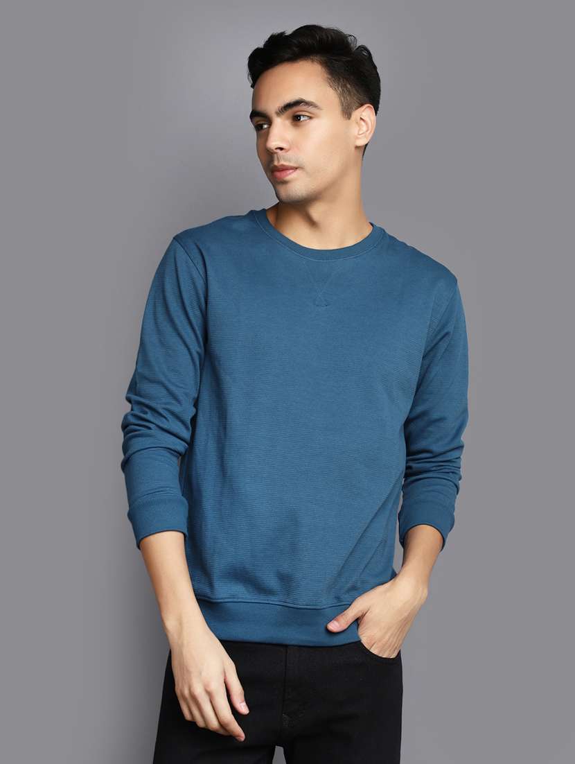 men teal blue cotton regular t-shirt - 20534808 -  Zoom Image - 0