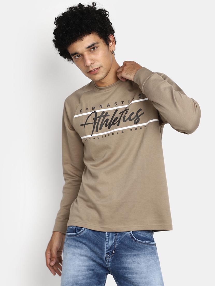men taupe typographic t-shirt - 20534908 -  Zoom Image - 0