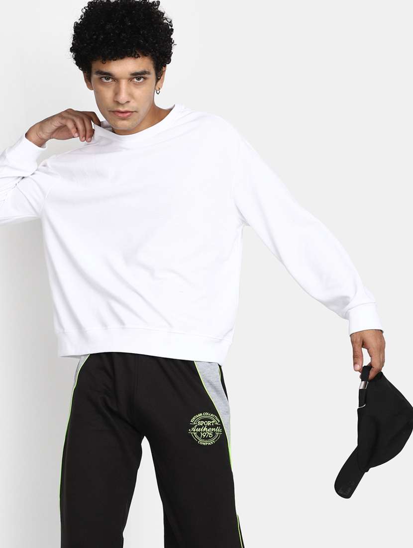 men white cotton solid sweatshirt - 20534953 -  Standard Image - 3