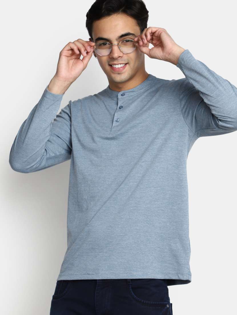 men blue cotton long sleeve t-shirt - 20534960 - Standard Image - 3
