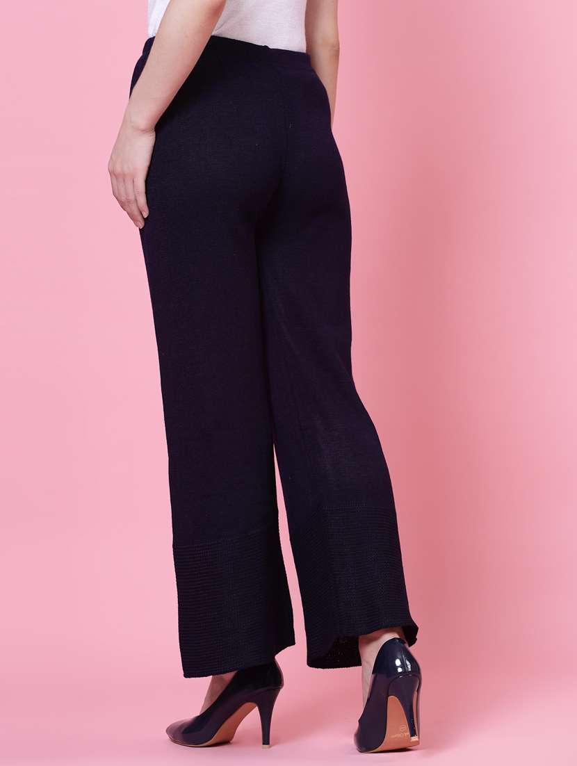 women black wool straight palazzo - 20535177 -  Standard Image - 3