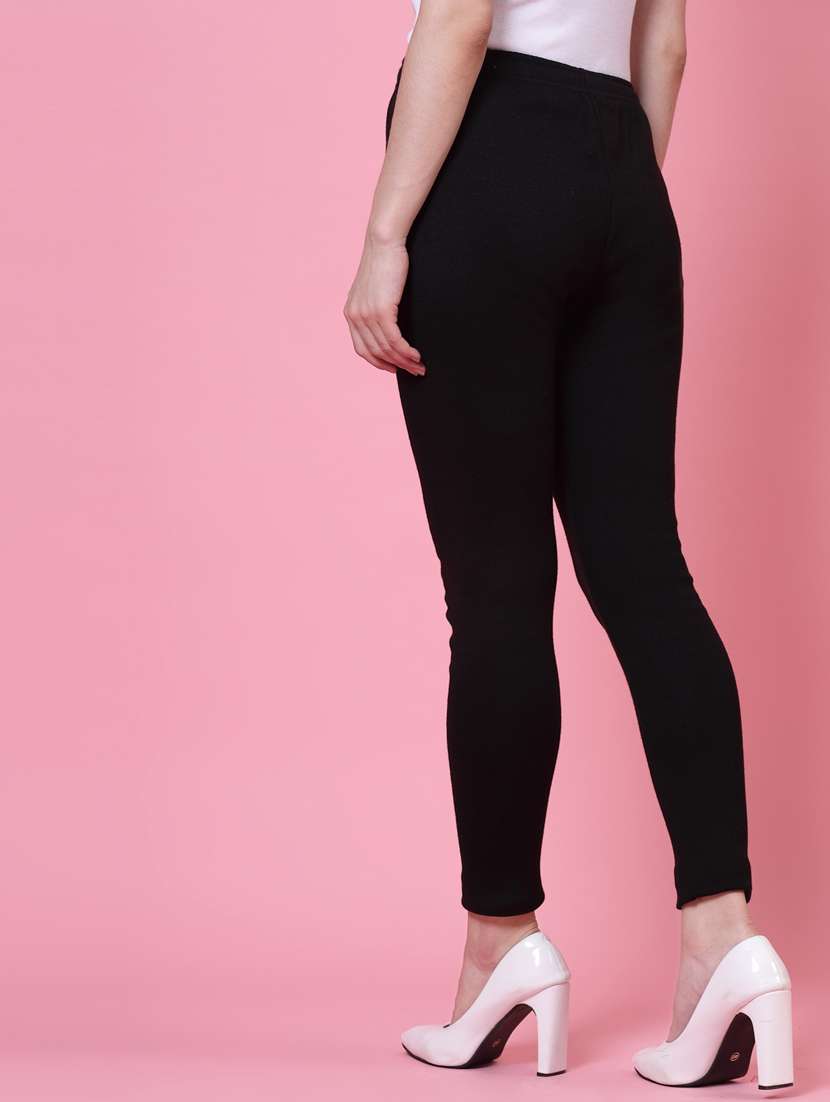 women black woolen legging - 20535192 -  Standard Image - 3