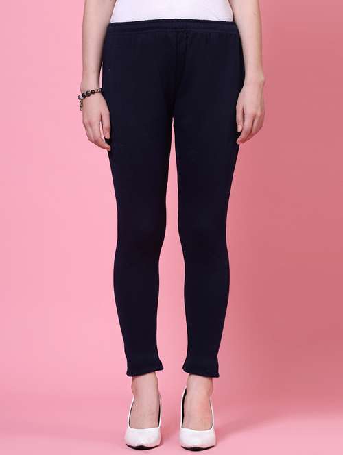 women navy blue woolen legging - 20535196 -  Standard Image - 0