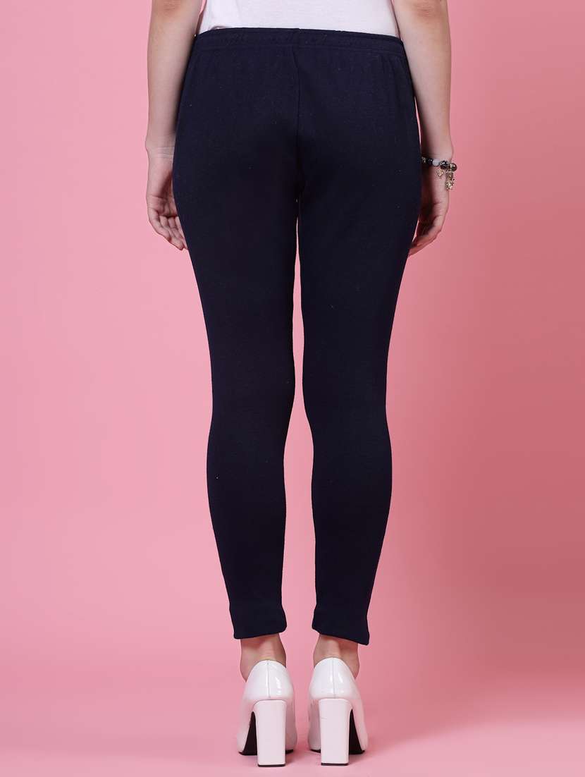 women navy blue woolen legging - 20535196 -  Standard Image - 3