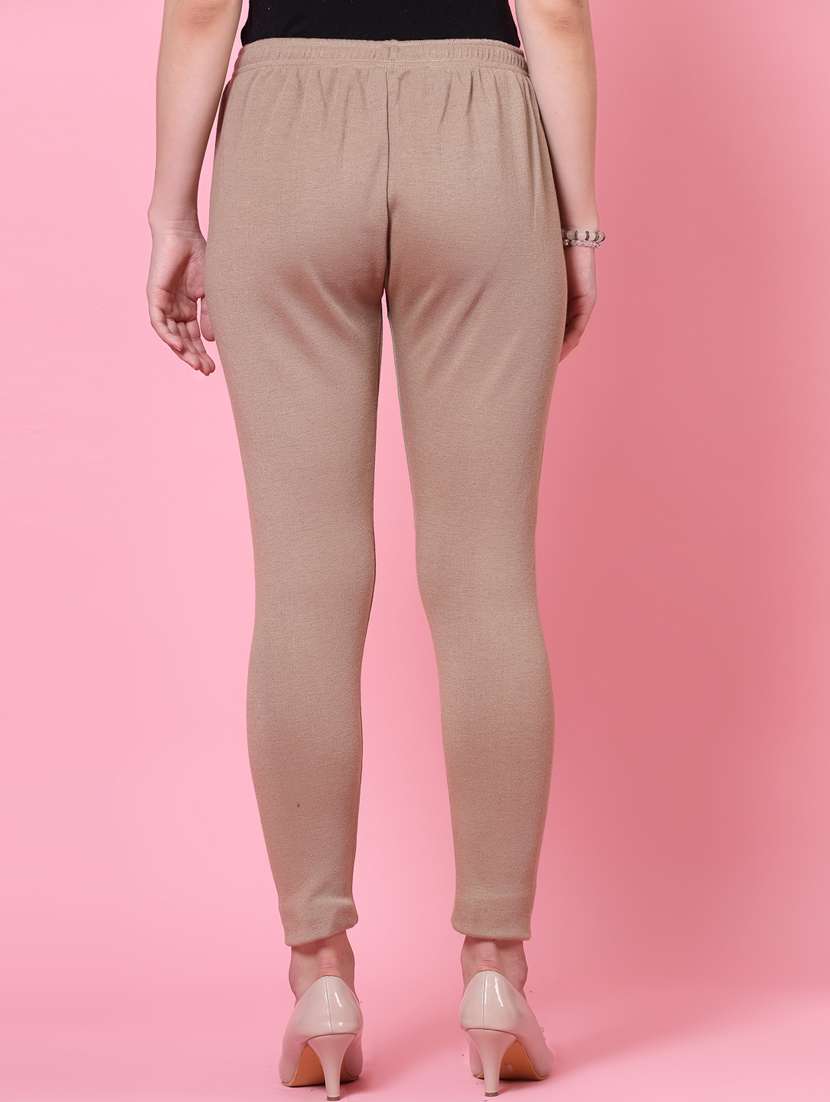women beige woolen legging - 20535200 -  Standard Image - 3
