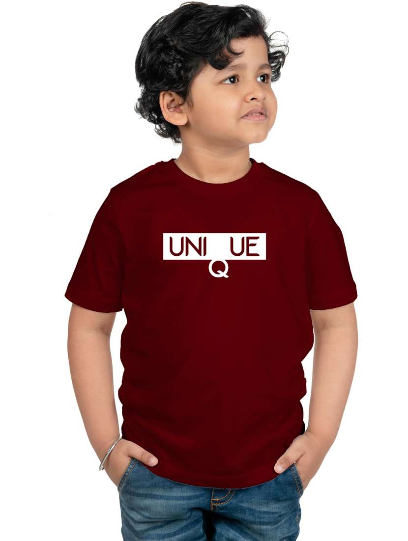 boys round neck typographic printed t-shirt