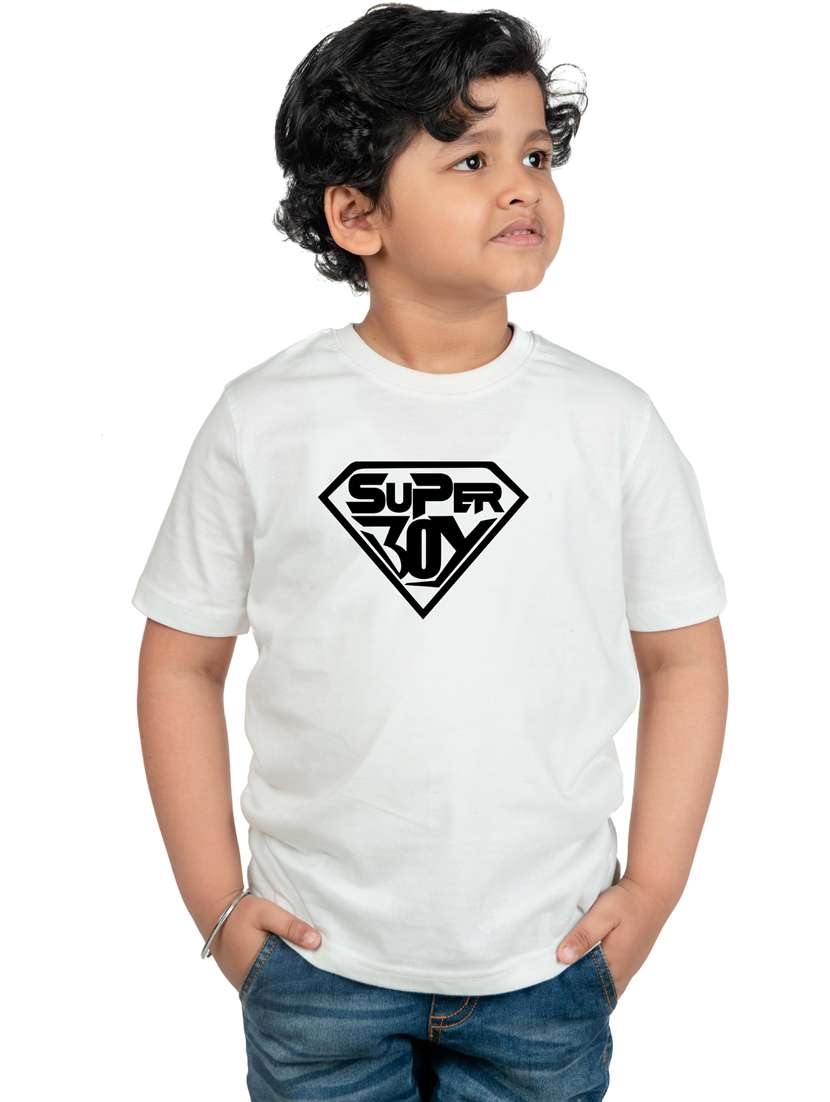 boys round neck typographic printed t-shirt