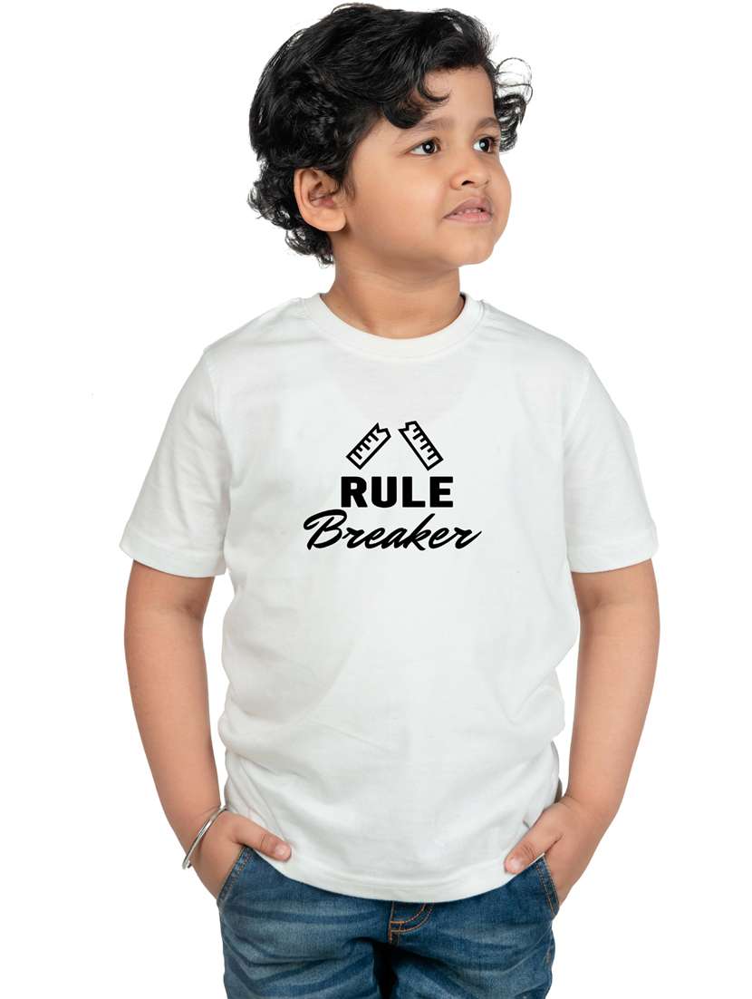 boys round neck chest printed t-shirt