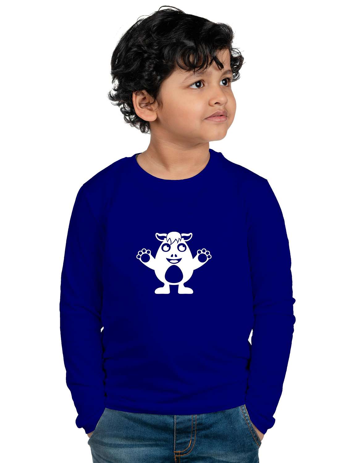blue cotton blend tee
