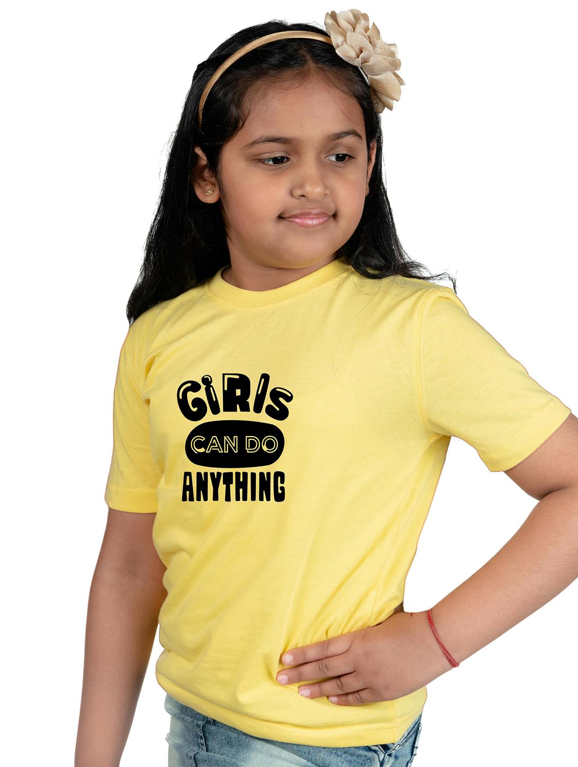 girls yellow chest typography tee - 20535773 - Zoom Image - 0