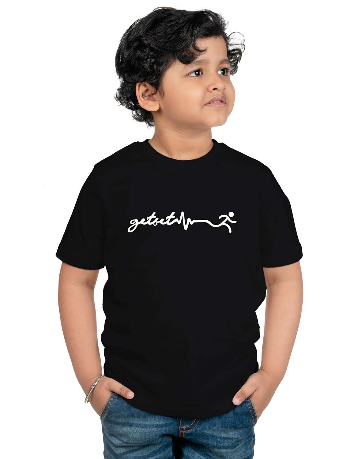 boys round neck typographic printed t-shirt