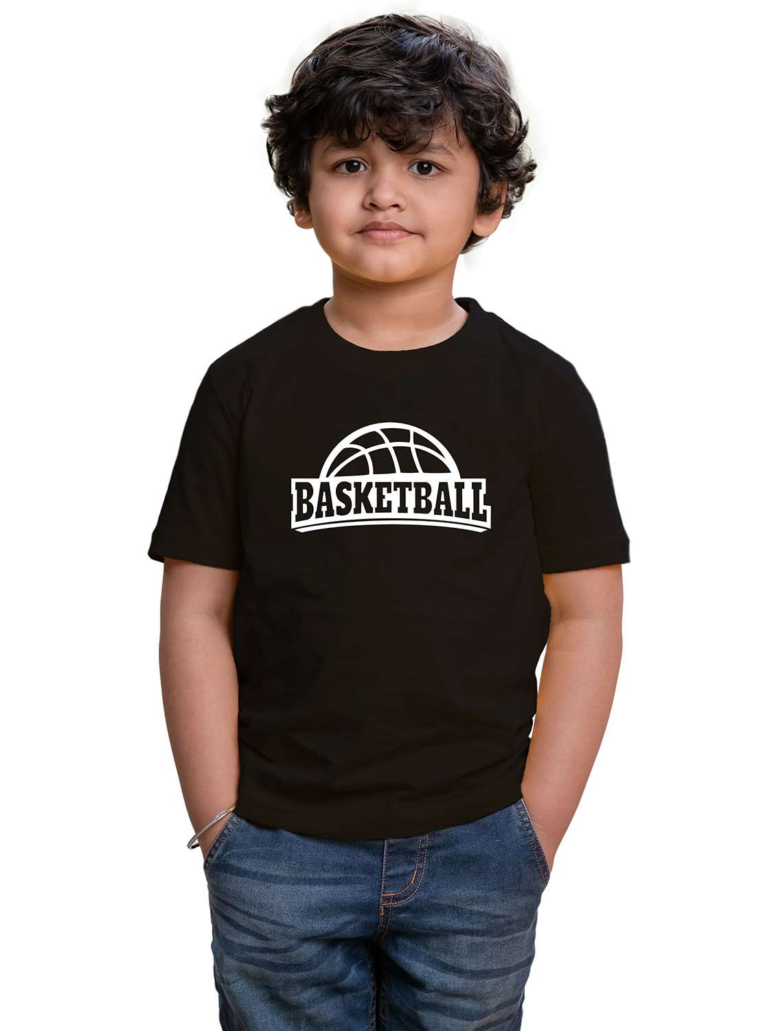 boys round neck chest printed t-shirt