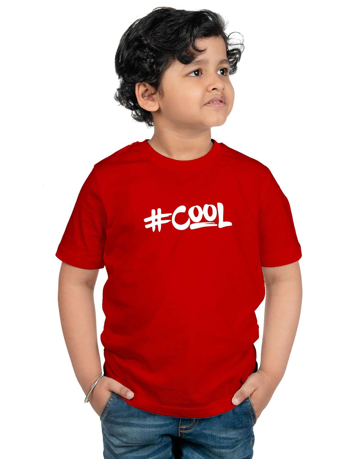 red cotton blend tee