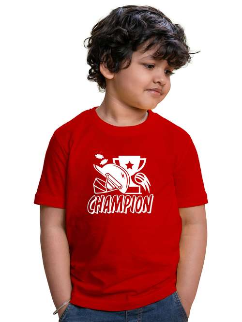 boys round neck front printed t-shirt - 20536112 -  Standard Image - 0