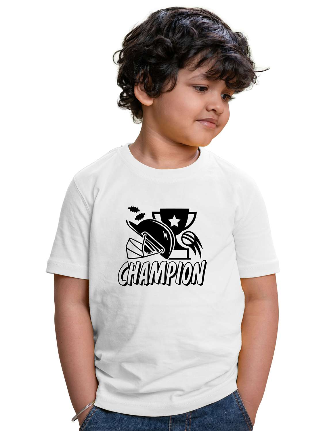 boys round neck front printed t-shirt