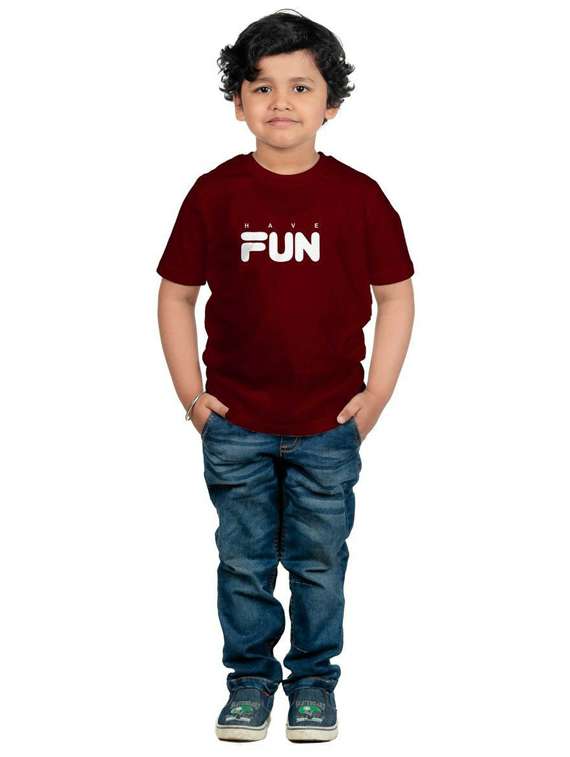 maroon cotton blend tee - 20536152 -  Standard Image - 3