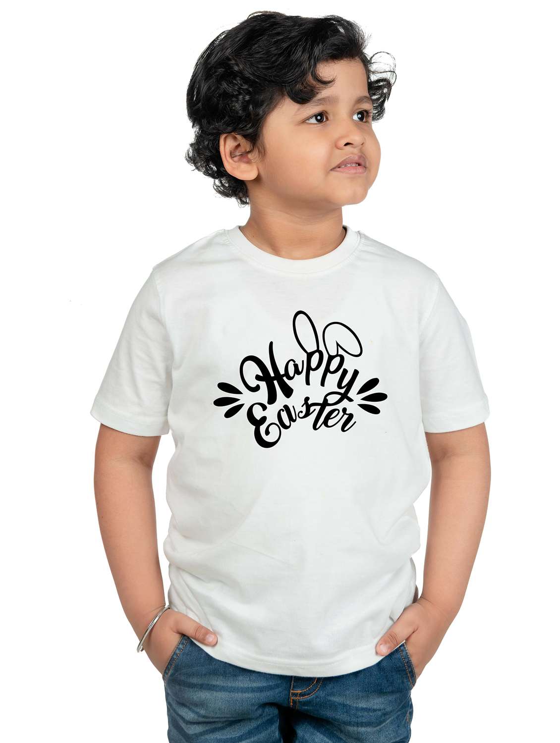 boys round neck chest printed t-shirt