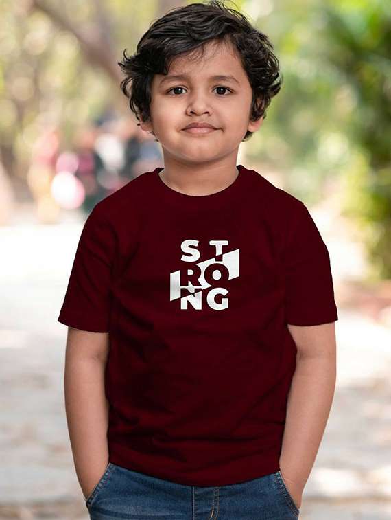 boys round neck chest printed t-shirt