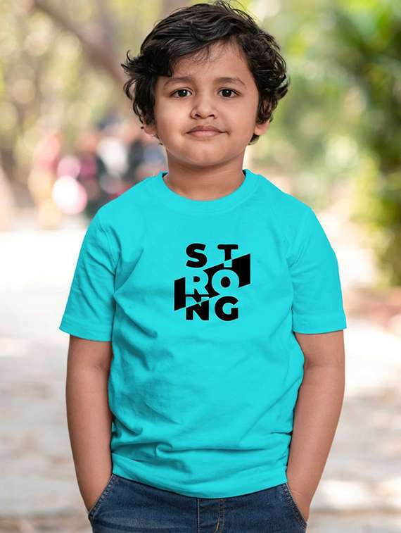 boys round neck chest printed t-shirt