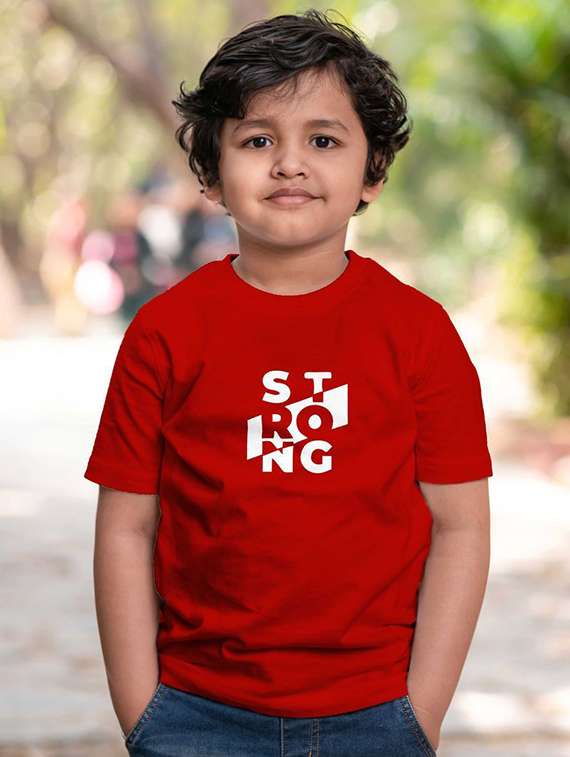 boys round neck chest printed t-shirt