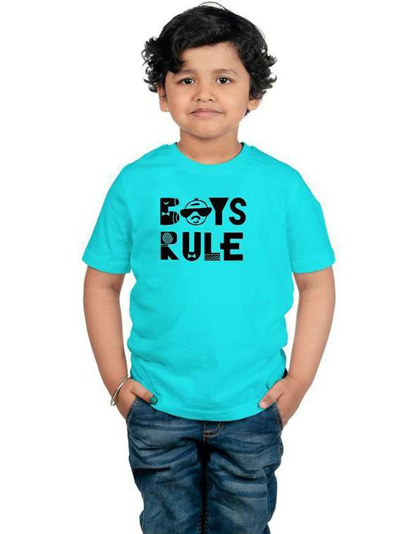 boys round neck chest printed t-shirt
