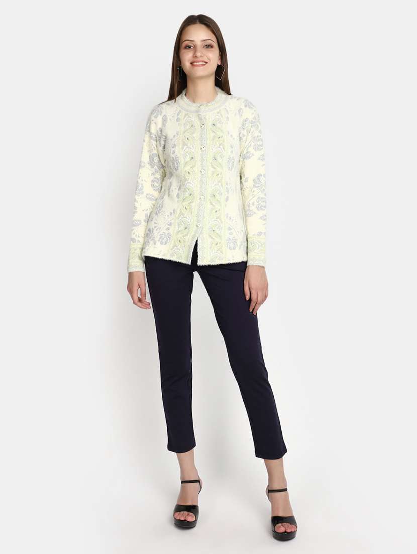 women solid navy blue flat front trouser - 20536304 -  Standard Image - 3