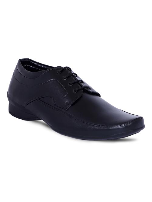 men black solid lace-up derby - 20536373 - Standard Image - 0