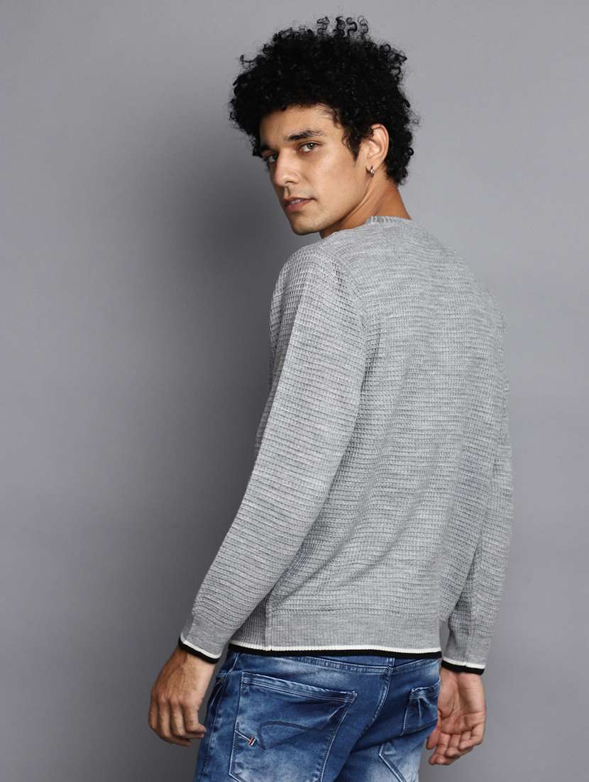 men solid crew neck pullover - 20536542 -  Standard Image - 3