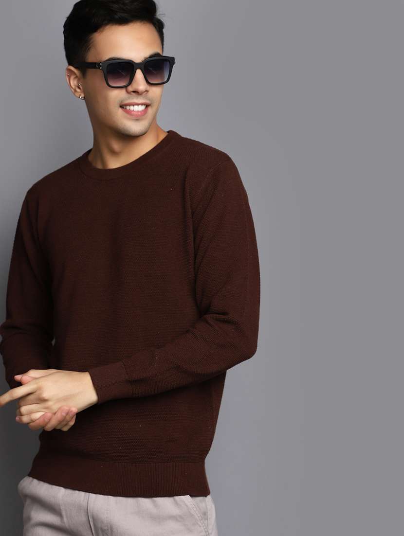 men solid crew neck pullover - 20536546 -  Standard Image - 3