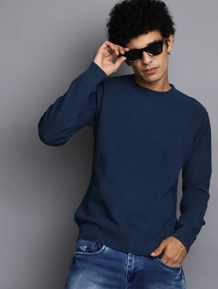 men solid crew neck pullover - 20536547 -  Standard Image - 3