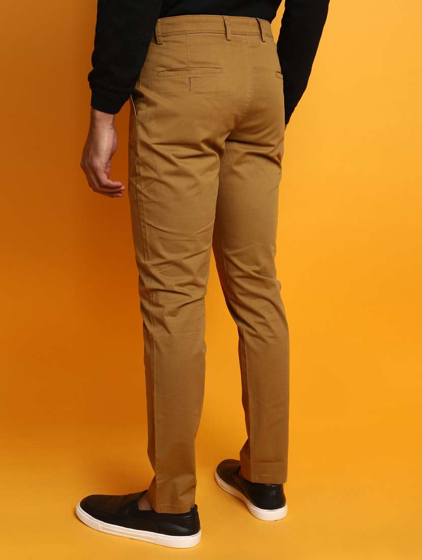 men mid rise solid chinos casual trouser - 20536626 -  Standard Image - 3