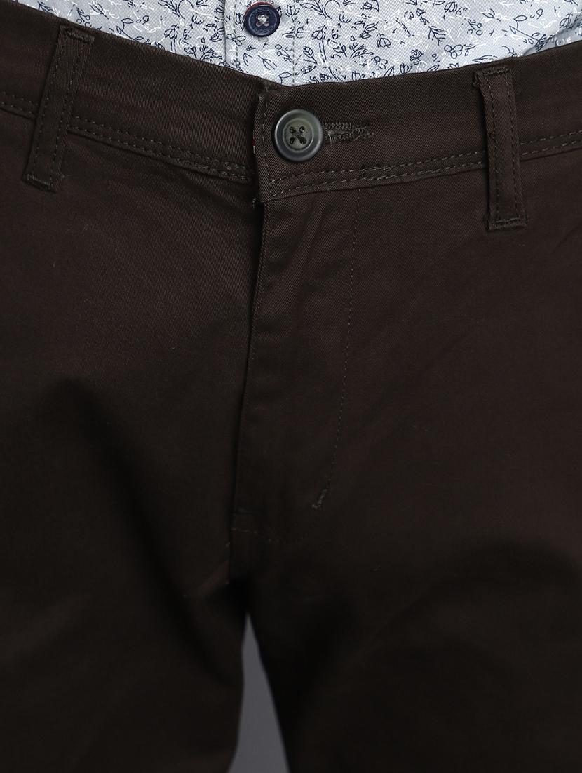 men dark brown cotton chino trouser - 20536627 - Standard Image - 5
