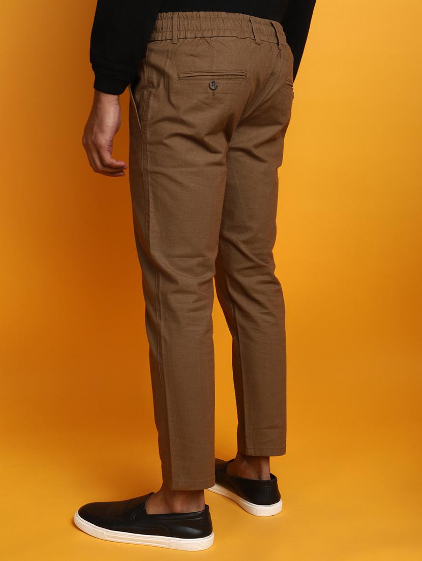 men mid rise solid chinos casual trouser - 20536631 - Standard Image - 3
