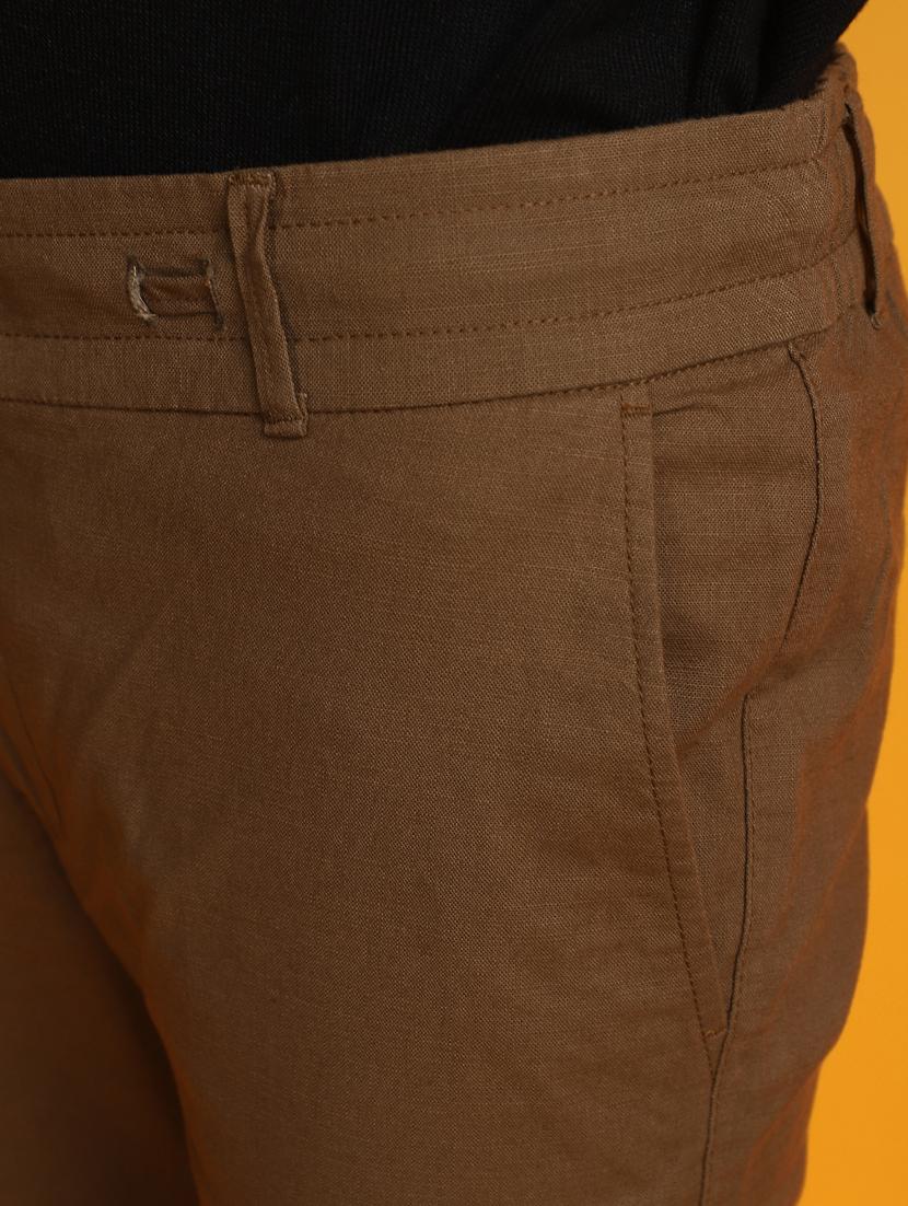 men mid rise solid chinos casual trouser - 20536631 - Standard Image - 5
