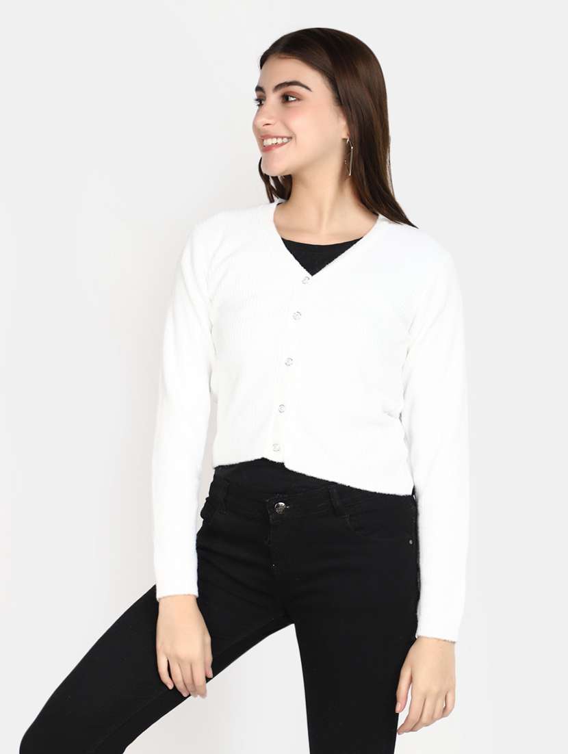 white acrylic cardigan - 20536698 -  Standard Image - 3